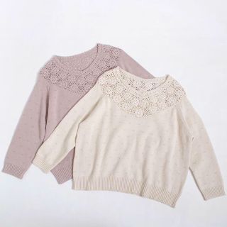 大人気完売 フラワーモチーフニット