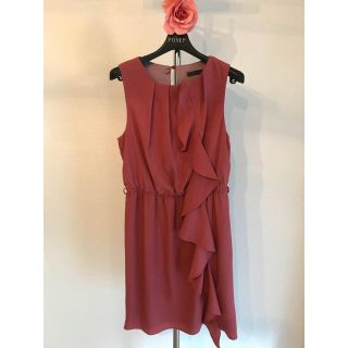 ザラ(ZARA)の【美品】ZARA ピンクフリルワンピース👗X S(ひざ丈ワンピース)