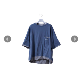 アンユーズド(UNUSED)の希少 NEON SIGN SANDWICH T-SHIRT blue 48(Tシャツ/カットソー(半袖/袖なし))