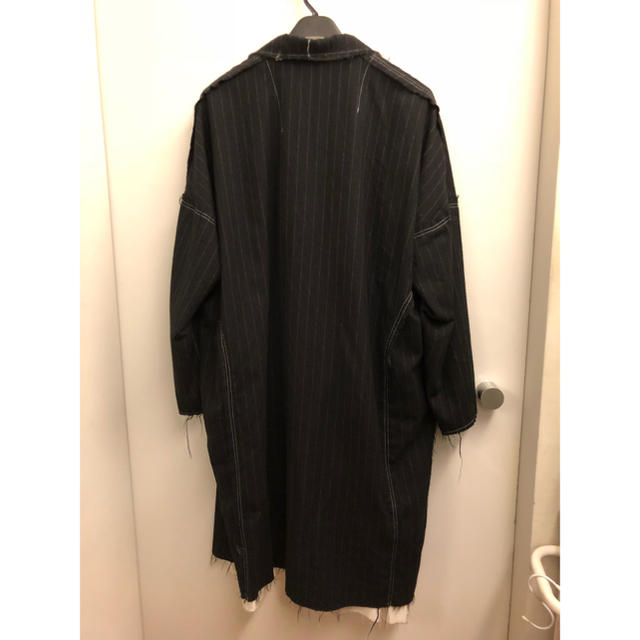 Yohji Yamamoto(ヨウジヤマモト)のsulvam ブラックストライプ オーバーコート メンズのジャケット/アウター(チェスターコート)の商品写真