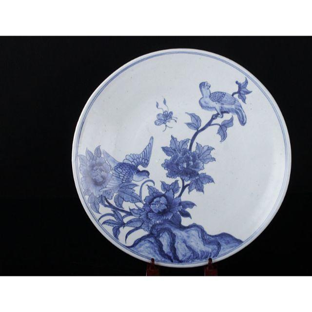 中国　青花　花鳥文盤　皿　直径31㎝　C　R15