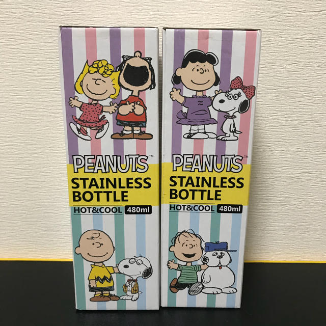 SNOOPY(スヌーピー)のスヌーピー ステンレスボトル 480ml 水筒 保冷保温 ピーナッツ 2本セット インテリア/住まい/日用品のキッチン/食器(弁当用品)の商品写真