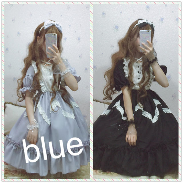 レディース【blue】ワンダーランド♡アリス的  ロリィタワンピース 3点セット