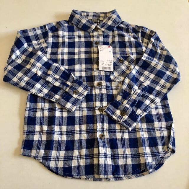 UNIQLO(ユニクロ)の新品★チェックシャツ110 キッズ/ベビー/マタニティのキッズ服男の子用(90cm~)(ブラウス)の商品写真