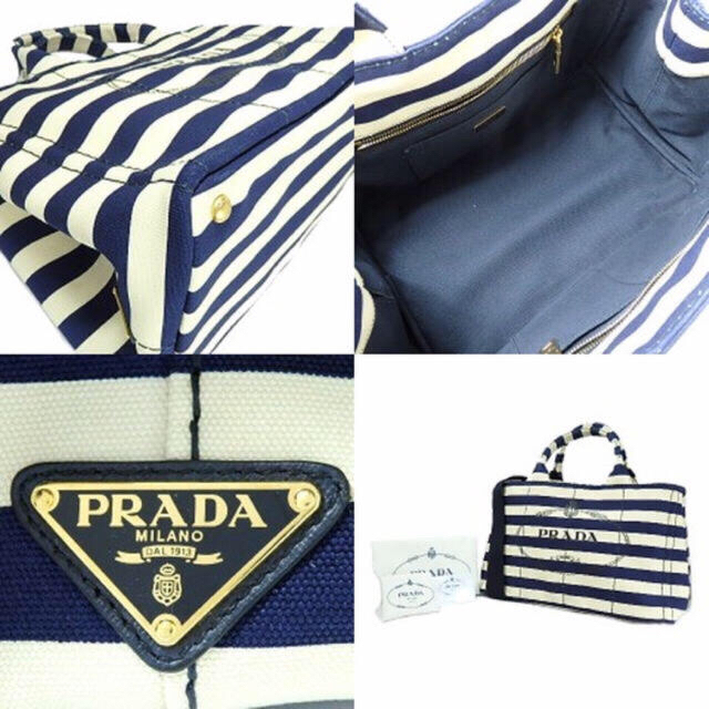 PRADA(プラダ)のPRADAカナパMサイズ(ネイビーボーダー) レディースのバッグ(トートバッグ)の商品写真