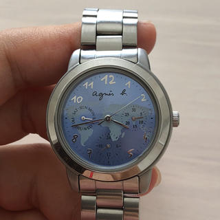 77 agns b アニエスベー時計　レディース腕時計　世界地図　ワインレッド