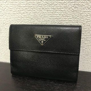 プラダ(PRADA)のプラダ　折り財布　サフィアーノ　黒(財布)