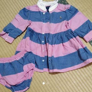 ポロラルフローレン(POLO RALPH LAUREN)のラルフローレン♡美品♡ボーダー柄ワンピース♡ピンク×デニム青色(ワンピース)