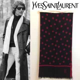 サンローラン(Saint Laurent)のYVES SAINT LAURENT 80s 西ドイツ製 ドット柄マフラー 男女(マフラー/ショール)