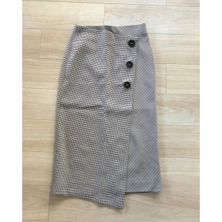 ザラ(ZARA)の試着のみ 美品☆ZARA チェック ボタン 巻きスカート XS(ひざ丈スカート)