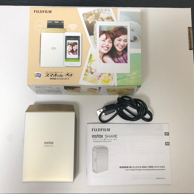 富士フイルム(フジフイルム)のinstax SHARE スマホdeチェキ SP-2 ゴールド スマホ/家電/カメラのカメラ(フィルムカメラ)の商品写真