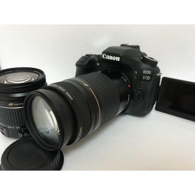 有名ブランド キャノン Canon EOS 80D タブルレンズセット 三脚【1m