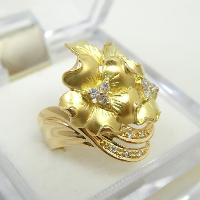 K18 大きいサイズ 17号 ダイヤモンドリング 0.15ct K18 大きいサイズ 17号 ダイヤモンドリング 0.15ct