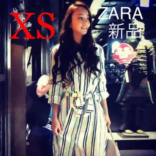 ザラ(ZARA)のZARA ザラ 安室奈美恵 ストライプシャツワンピース XS  (ロングワンピース/マキシワンピース)