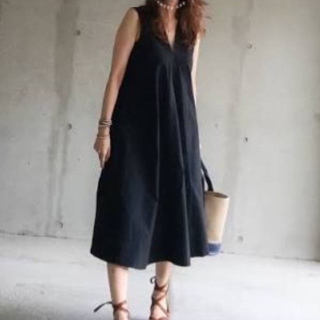 LEMAIRE - 【UNIQLO×ルメール】 シアサッカーワンピース☆黒☆Lサイズ