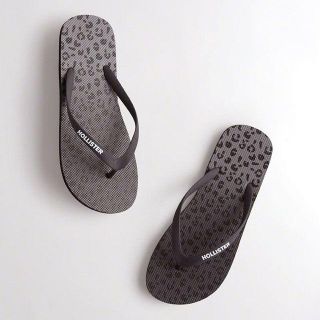 ホリスター(Hollister)の★新品★ホリスター★ひょう柄ビーチサンダル (Black/M 10/11)(ビーチサンダル)