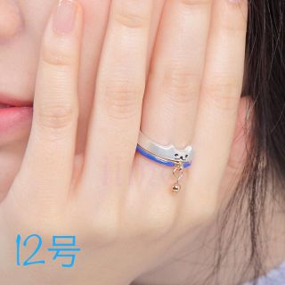 猫顔リング★新品★銀青12号  9号14号も可(リング(指輪))