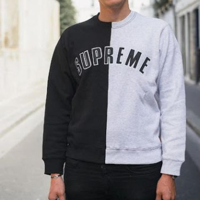 supreme split crewneck 黒白 Mサイズスウェット