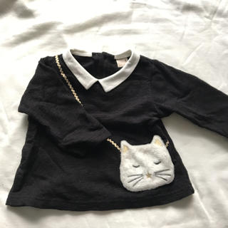 プティマイン(petit main)のプティマイン 猫ポシェTシャツ(シャツ/カットソー)