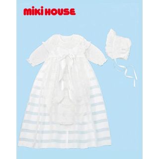 ミキハウス(mikihouse)の値下げ【ミキハウス】セレモニードレス 帽子 ロンパース 靴下 4点セット箱入り(セレモニードレス/スーツ)