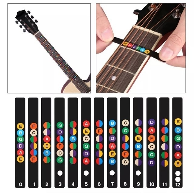 11枚 ギター指板音名シール（黒）　12フレットまで対応 楽器のギター(エレキギター)の商品写真