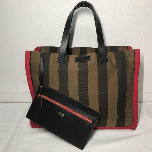 FENDI(フェンディ)のbubu様 専用 フェンディ ペカン  キャンバス トート バッグ ポーチ付き レディースのバッグ(トートバッグ)の商品写真