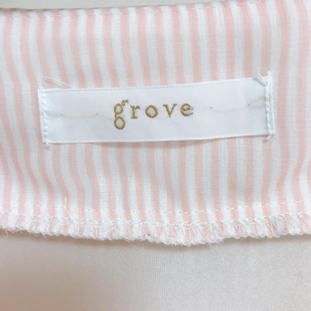 grove(グローブ)のgrove ピンク×白 半袖ボーダーブラウス レディースのトップス(シャツ/ブラウス(半袖/袖なし))の商品写真