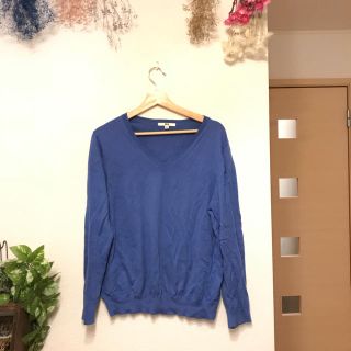 ユニクロ(UNIQLO)のUNIQLO コットンカシミヤセーター ブルー(ニット/セーター)