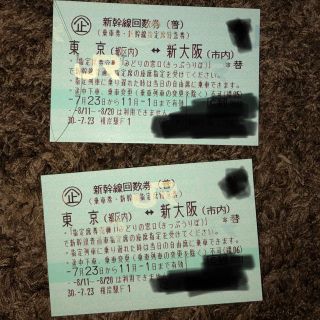 ジェイアール(JR)の新幹線  チケット  東京 新大阪 往復(鉄道乗車券)