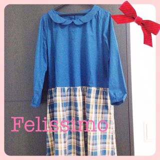 フェリシモ(FELISSIMO)のシロップ♡襟が可愛い♡大きいサイズ(ひざ丈ワンピース)