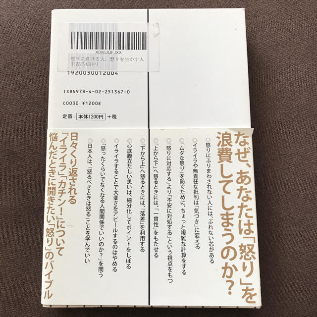 朝日新聞出版(アサヒシンブンシュッパン)の怒りに負ける人 怒りを生かす人 アンガーマネジメント協会 安藤俊介著 エンタメ/ホビーの本(ビジネス/経済)の商品写真