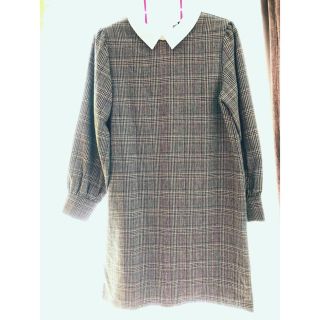 ダブルクローゼット(w closet)のwcloset グレンチェックワンピース(ひざ丈ワンピース)