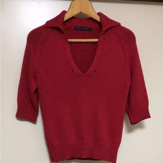 ラルフローレン(Ralph Lauren)の最終お値下げ！ラルフローレン Vネック コットン サマーニット ピンク 赤(ニット/セーター)