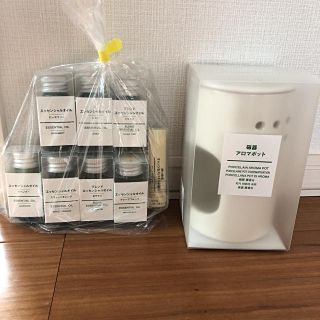 ムジルシリョウヒン(MUJI (無印良品))の【値下げ】無印良品 磁器アロマポット オイル 練り香水 セット(エッセンシャルオイル（精油）)