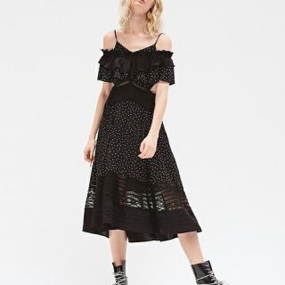 スナイデル(SNIDEL)のプリントブロッキングワンピース♡BLK(ロングワンピース/マキシワンピース)