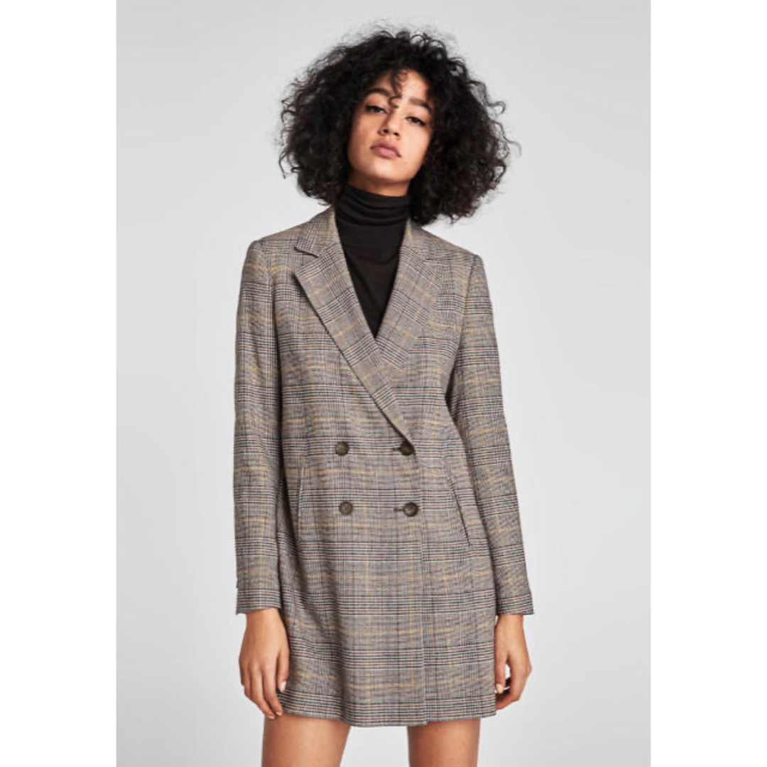 新品☆ZARA BASIC ザラ チェック柄ダブルジャケット | フリマアプリ ラクマ