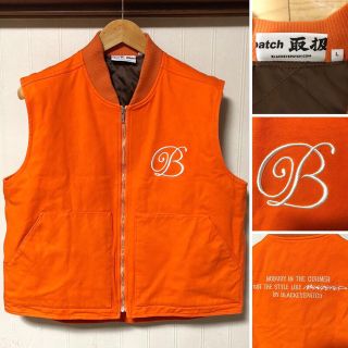 アートヴィンテージ(ART VINTAGE)の即完売品❗️BlackEyePatch B エンブレム ダックベスト オレンジL(ダウンベスト)