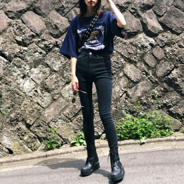 SALE moussy スキニー HW Rebirth black skinny