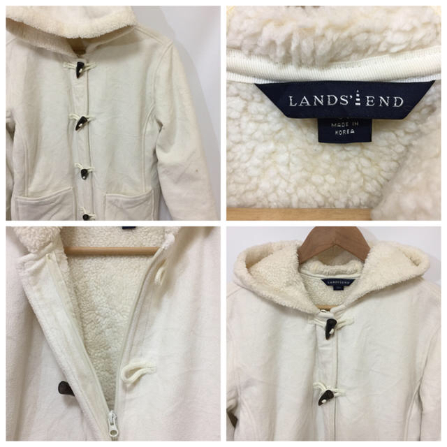 LANDS’END(ランズエンド)のLANDS'END ランズエンド ダッフルコート 白 S ビッグシルエット 古着 レディースのジャケット/アウター(ダッフルコート)の商品写真