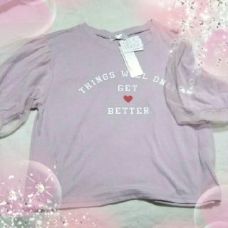 シマムラ(しまむら)の★送料無料★新品未使用♡袖レースの可愛いトップス♡ピンク♡(Tシャツ(長袖/七分))