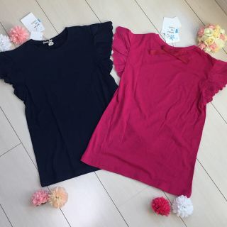 サニーランドスケープ(SunnyLandscape)の♡新品♡アプレレクール ♡バックリボン付き袖レースTシャツ♡(Tシャツ/カットソー)