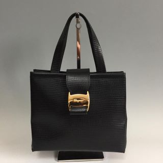 サルヴァトーレフェラガモ(Salvatore Ferragamo)のフェラガモ ハンドバッグ ヴァラ 黒 ヴィンテージ 手提げ リボン 鞄(ハンドバッグ)