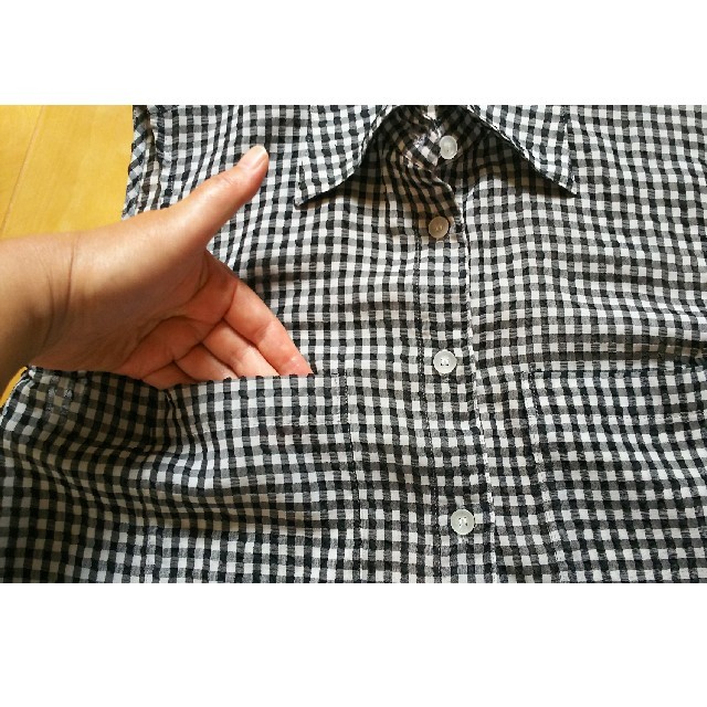 ギンガムチェック ノースリーブ シャツ 黒 レディースのトップス(シャツ/ブラウス(半袖/袖なし))の商品写真