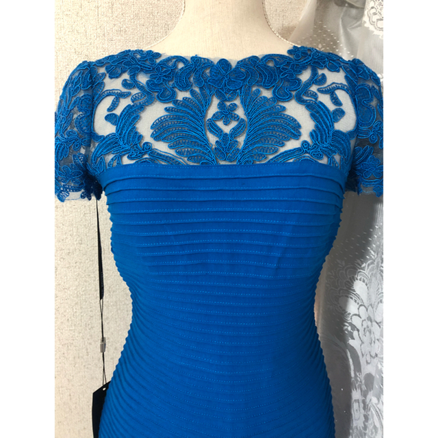 新品 XS Tadashi Shoji ドレス 膝丈ワンピース ブルーレディース