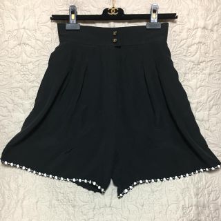 シャネル(CHANEL)のシャネル 美品 CCマーク シルク キュロット パンツ 黒 36(キュロット)