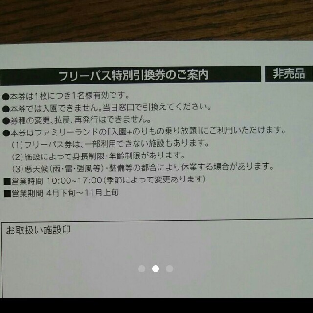白樺リゾート 池の平 ファミリーランド フリーパス引き換え券 ２枚