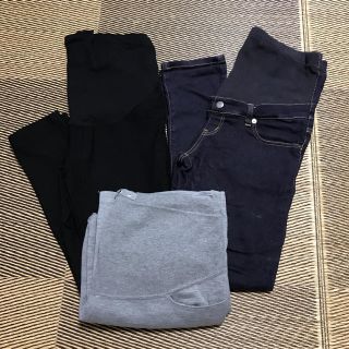 ムジルシリョウヒン(MUJI (無印良品))のマタニティデニム＊黒パンツ＊ジャージ 3本セット(マタニティボトムス)