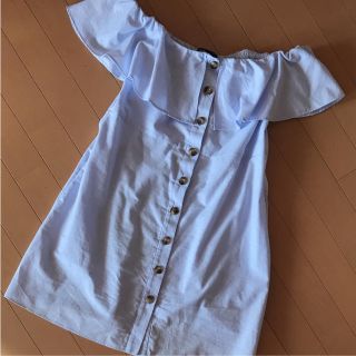 ザラ(ZARA)のzara 美品 オフショル オフショルダー ロング シャツ ワンピース 夏春(シャツ/ブラウス(半袖/袖なし))