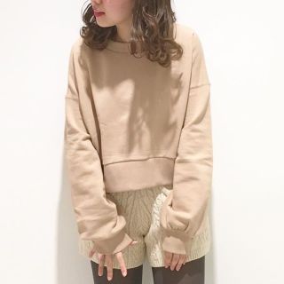 フーズフーチコ(who's who Chico)の新品♡袖ボリュームスウェット♡ベージュ(トレーナー/スウェット)