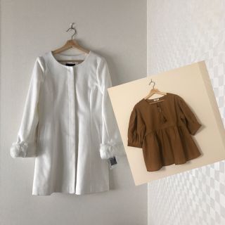 セシルマクビー(CECIL McBEE)のmah様 新品❤️ファー付きノーカラーコート(ロングコート)